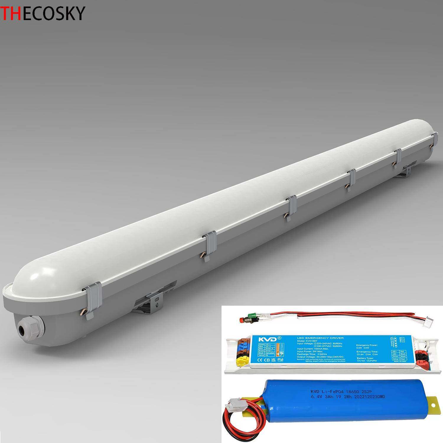 LED应急灯20WLED三防灯40W一体化三防支架60WLED防水防潮三防灯