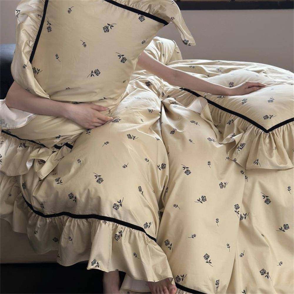 法式纯棉贡缎全棉四件套浪漫玫瑰荷叶花边被套全棉床上用品,特色手工艺,其他特色工艺品,淘宝优惠券,粉丝福利购,淘宝优惠卷