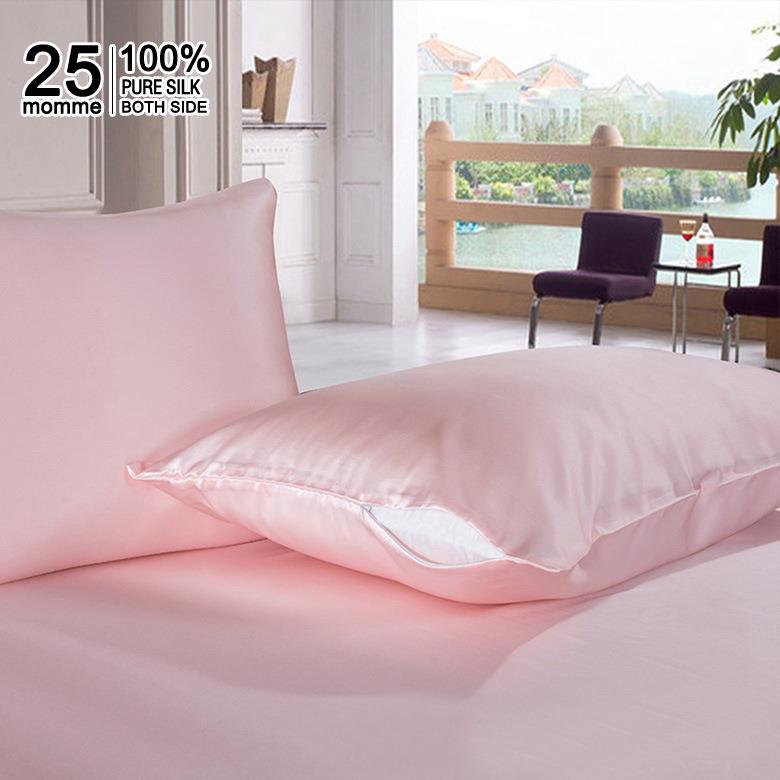 25m/m重磅桑蚕丝真丝枕套双面100桑蚕丝拉链款全真丝枕头套