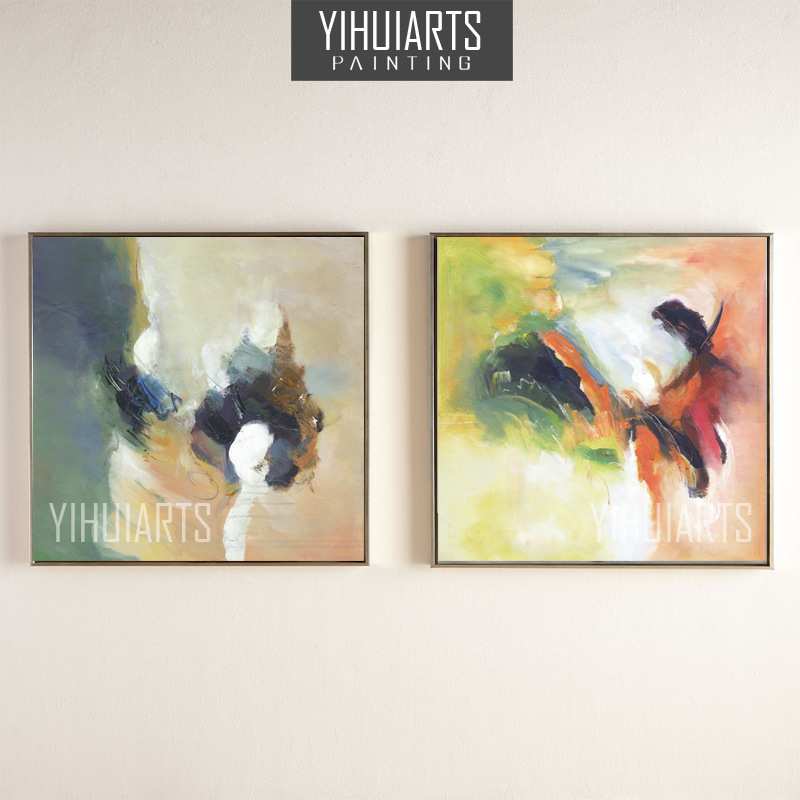 yihuiarts抽象油画纯手绘客厅装饰画玄关餐厅挂画有框现代赵无极