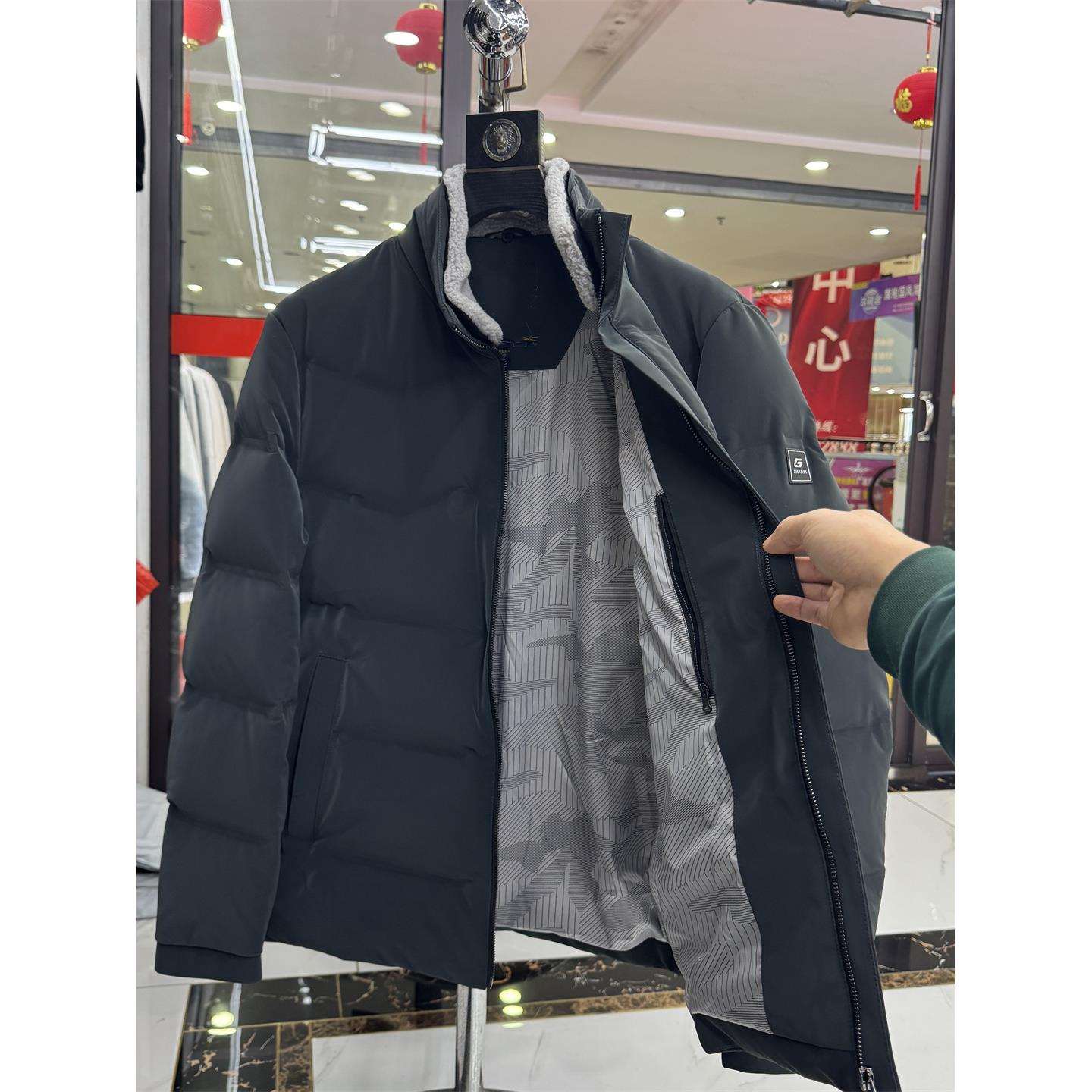 可拆毛领顺滑面料/绒子剪标男装尾货冬季中厚款棉绒服601