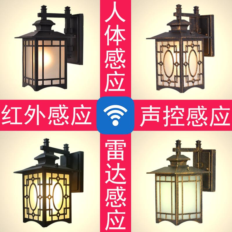 中式门厅大门楼道阳台过道露台玄关廊道车库人体感应壁灯中式风格