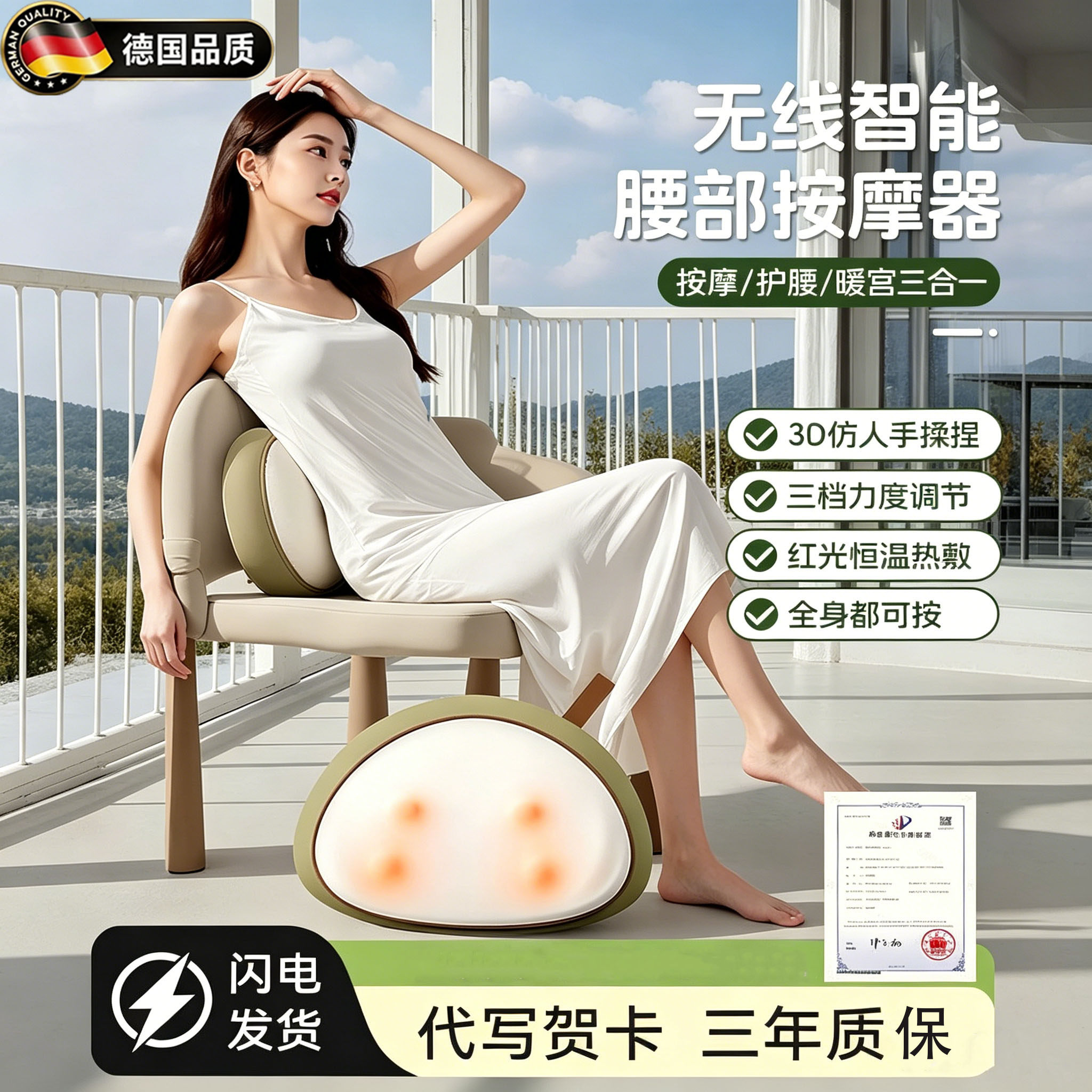 德国腰部按摩仪颈椎背部肩颈按摩器团子按摩枕生日礼物女生情人节