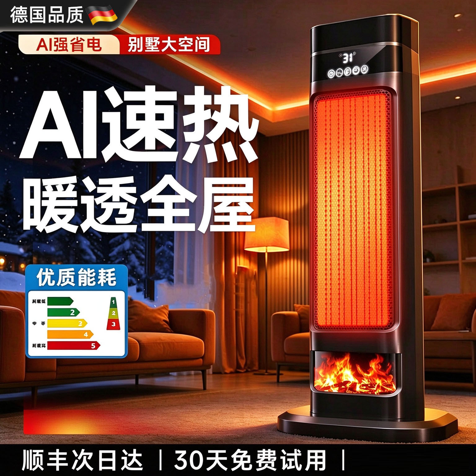 德国暖风机取暖器全屋大面积家用