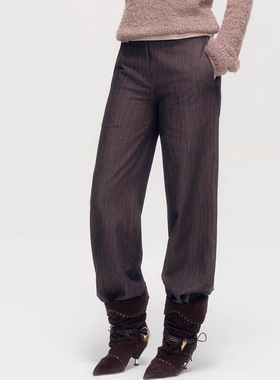 SoloForTwo 竖刷暗纹直版长裤 全包直筒休闲裤