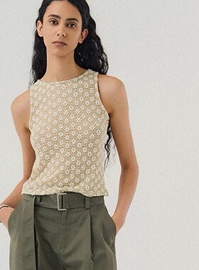 SoloForTwo 小众立体花卉针织弹力内搭可外穿薄款镂空工字背心