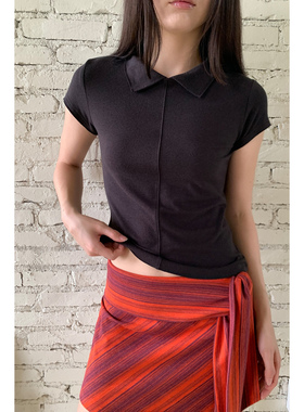 SoloForTwo休闲翻领设计短袖T恤女 2025新款夏季正肩简约短袖上衣