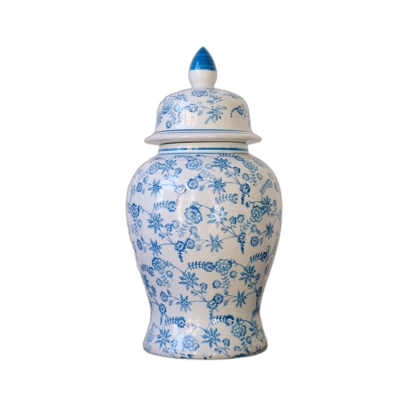 青花瓷花瓶中古高级感陶瓷将军罐家居客厅书房玄关博古架装饰摆件