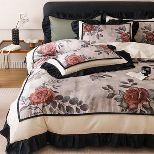 复古风长绒棉四件套全棉2025新款 法式 床单印花被套床笠床上用品