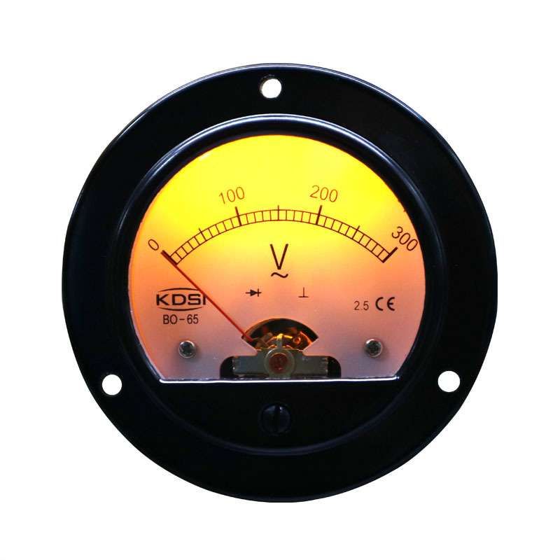 KDSI指针式圆形电压表 整流式电表BO-65 AC300V黄色背光 电压9V