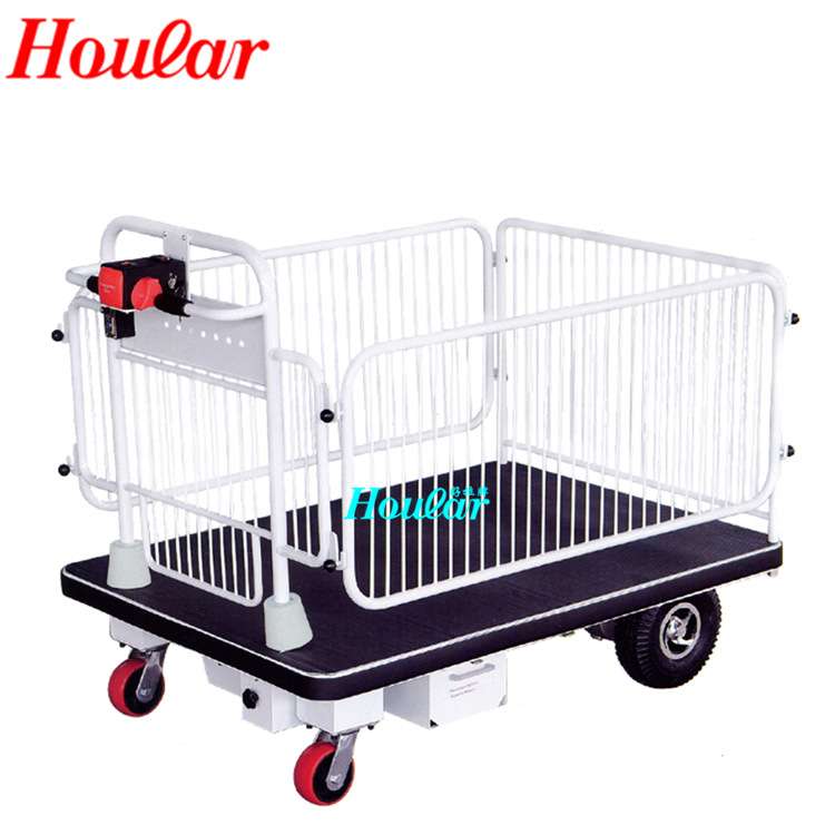 HG-110带护栏大台面电动平板车/BIGPLATFROM POWERCART WITHSHELF