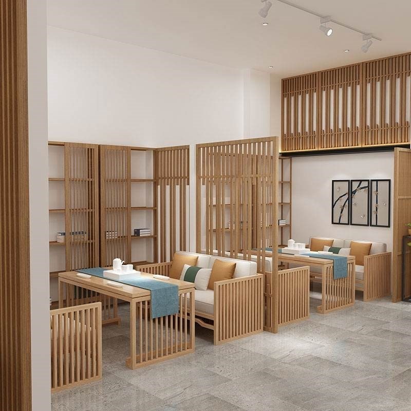 新中式铁艺沙发茶楼售楼处休闲会所酒店包厢棋牌室卡座茶桌商用