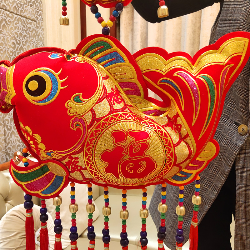 新款中国结鱼挂件特色名族风春节挂饰大号年年有余新年装饰对联