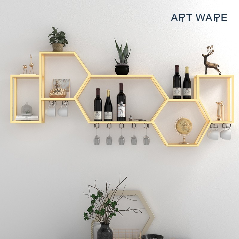 铁艺酒架置物架壁挂创意餐厅墙上书架装饰家用红酒柜杯架展示架子