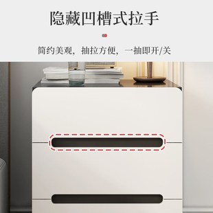 简易奶油风床边收纳柜 床头柜轻奢高级感家用卧室现代简约2024新款