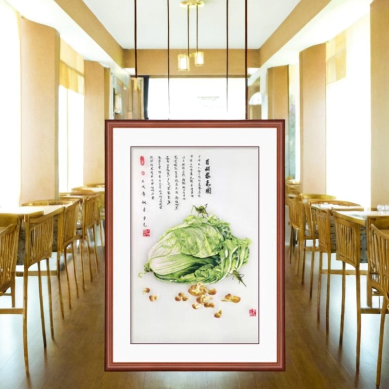 苏绣成品挂画苏州苏绣玄关装饰画玄关多图案定制刺绣品装裱实木框图片