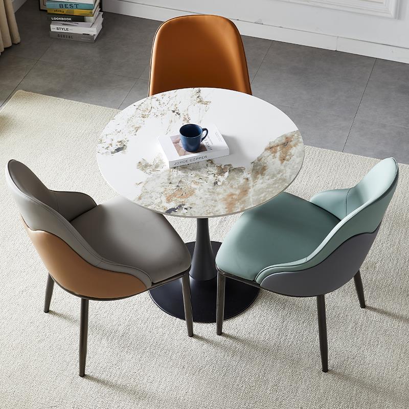 岩板餐桌饭桌办公休闲接待洽谈桌椅组合阳台桌子郁金香小圆桌茶几