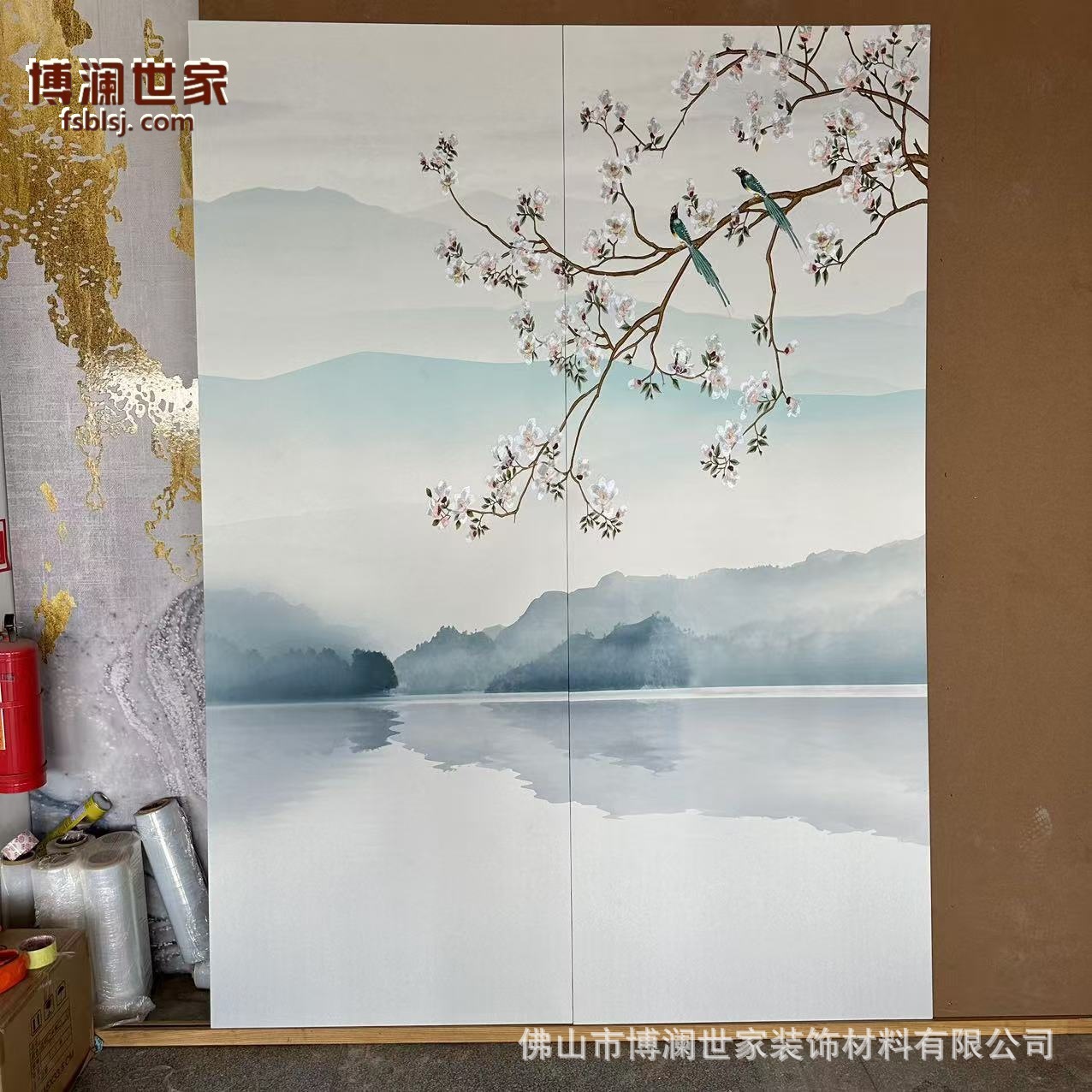 新中式墙纸3d立体花鸟电视背景墙壁纸客厅壁布卧室墙布影视墙壁画