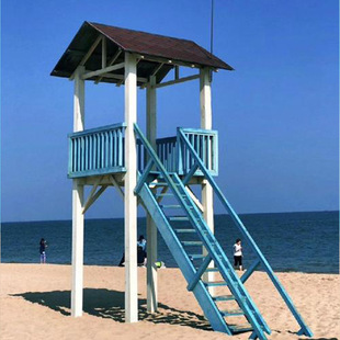 海滩木质瞭望塔防腐木救生站海滨度假区瞭望台凉亭观测台望斗遮阳