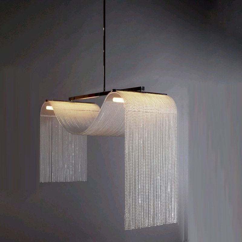 轻奢金属链条餐厅吊灯现代简约大气客厅主灯创意设计师款,家装灯饰光源,餐厅吊灯,淘宝优惠券,粉丝福利购,淘宝优惠卷