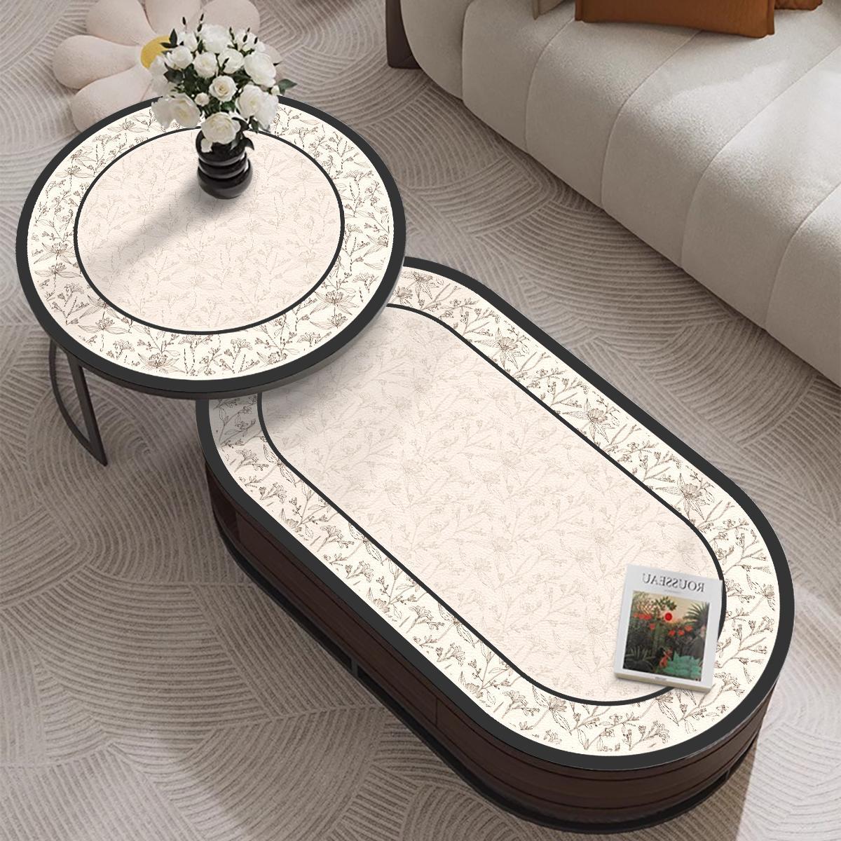 轻奢高级感椭圆形桌垫防水防油防烫免洗皮革餐桌布PVC小茶几台布