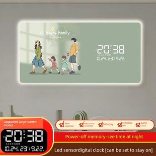 阖家欢乐一家人挂钟表客厅卧室装饰画万年历电视柜玄关时钟墙画