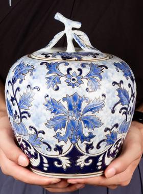 景德镇青花瓷摆件客厅茶几花瓶中式家居装饰品存钱罐糖果罐博古架