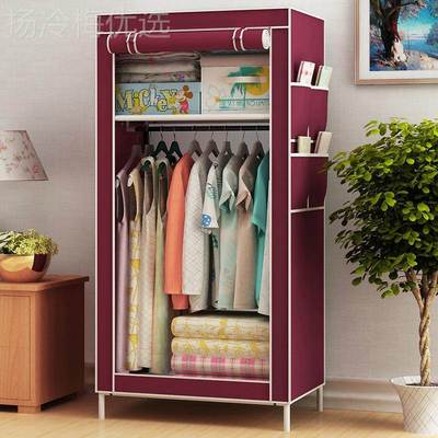 简易衣柜防尘衣租柜出房钢管管加粗拉布链MZD衣柜闭钢布衣柜外贸