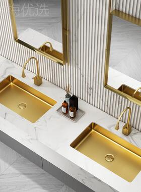 色长方形不锈钢入下盆台洗金手盆QAW单盆卫生间嵌式洗脸盆水槽