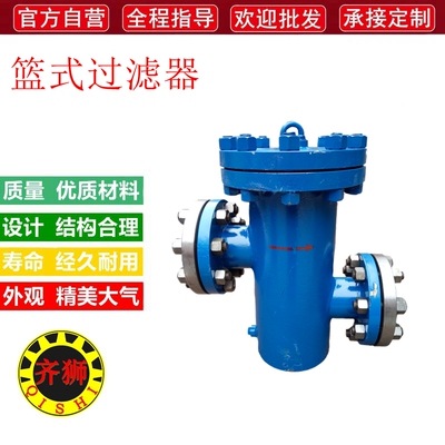 SBL篮式过滤器法兰直通平底式铸钢高低接管不锈钢滤网蓝式过滤器