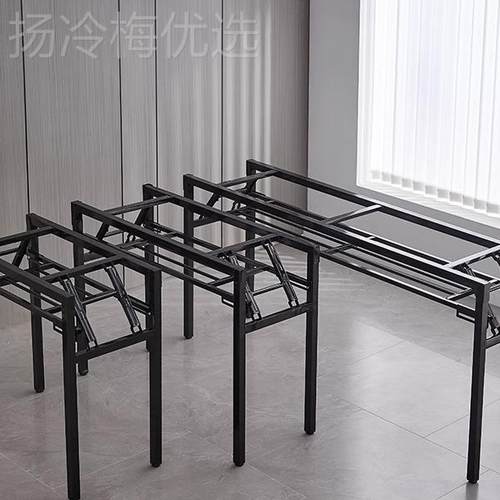 折叠桌子长条桌支架架双层单层铁KPN架桌子腿折叠铁艺桌架简#约白