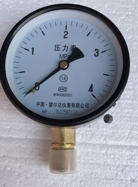 雷尔达压力表 Y-100 0-4MPA M20*1.5 直径100mm 压力4MPA 径向