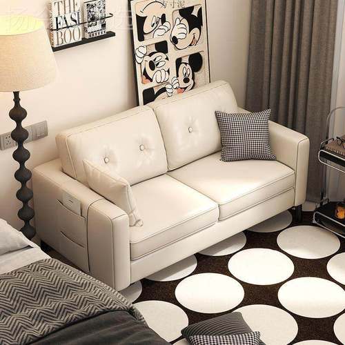 沙发小户型双人出房屋KAK办公室休区服装店黑公寓色皮艺客息厅租