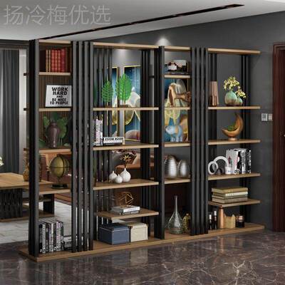 进门玄关饰隔21591断屏中式客厅隔断入墙置物架户挡原木风风装栅