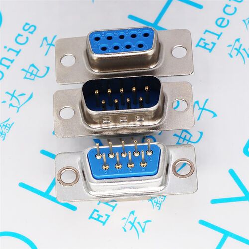 光孔 DP9 直脚180度立式  9针串口插头 DP9公母座 RS232插座