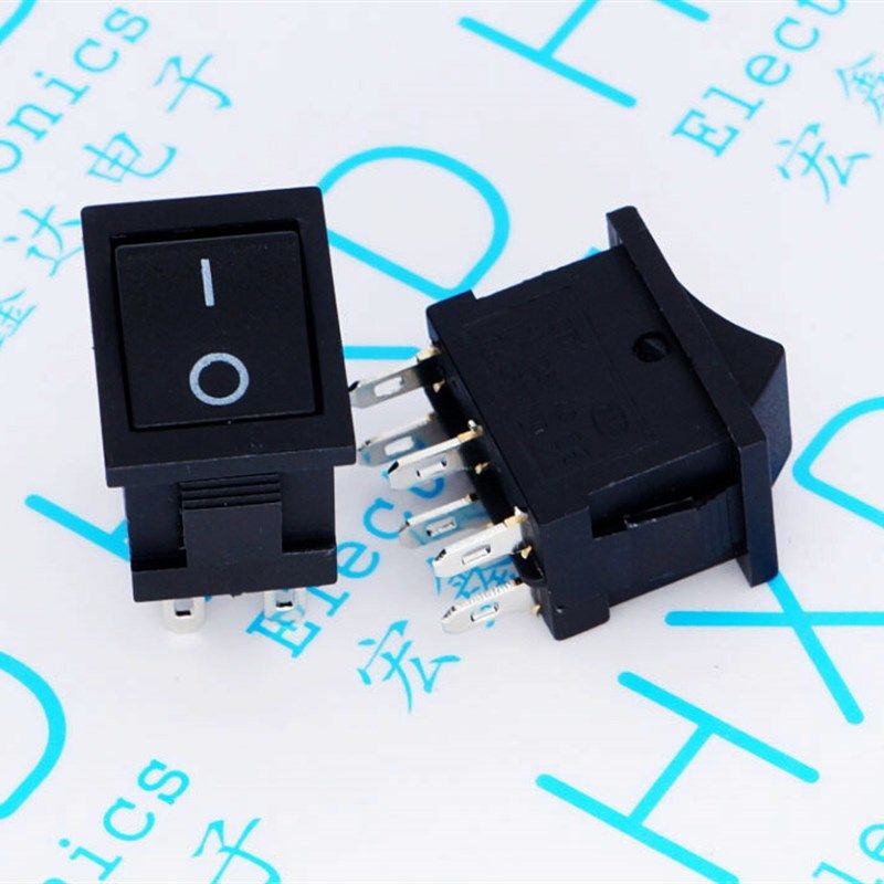 KCD1-203 6脚3档  21*15船形开关船型开关 电源开关 黑色六脚三档