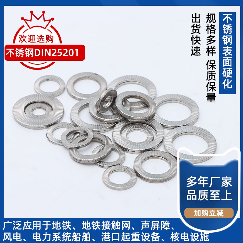 不锈钢DIN25201双叠自锁垫片254SMO嵌入式自锁垫圈NL6SS-NL24SS