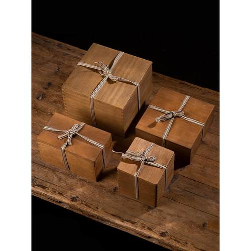 覆古木质礼盒日式桐木包装盒茶杯茶壶陶瓷花瓶礼品盒空盒木盒定制