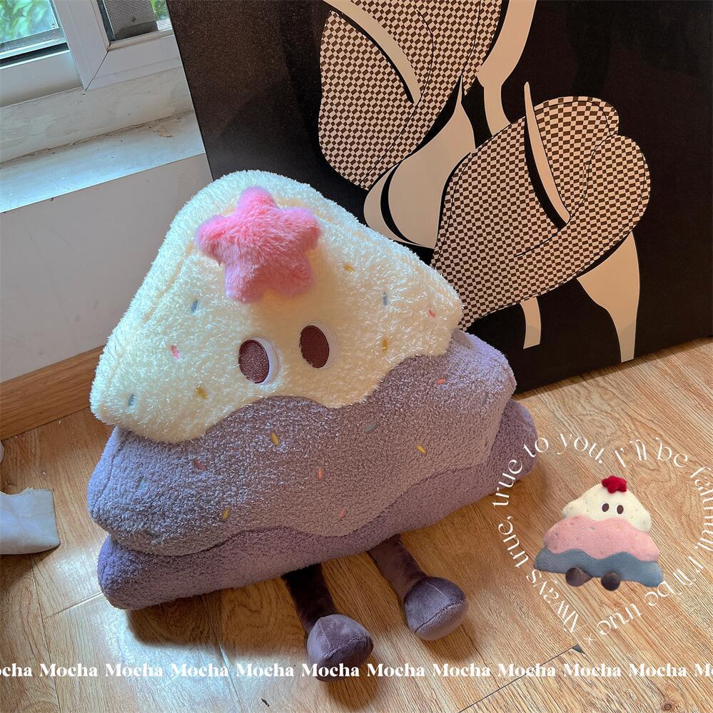 沙发抱枕小毯子二合一被子两用靠枕被卡通蛋糕树车用车载客厅靠垫