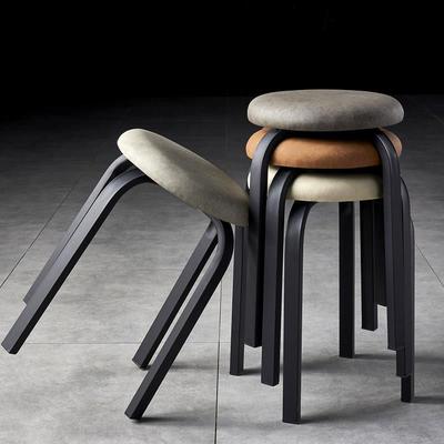 圆凳家用北欧轻奢风可叠放餐桌餐厅备用凳子简约现代客厅铁艺板凳