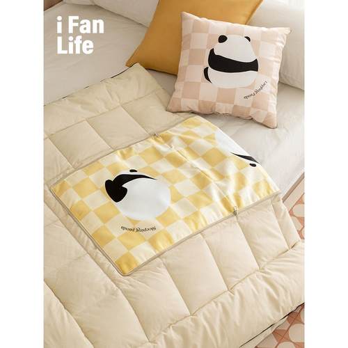 范店熊猫花花枕头毯二合一汽车两用被办公室午睡毯沙发枕头被