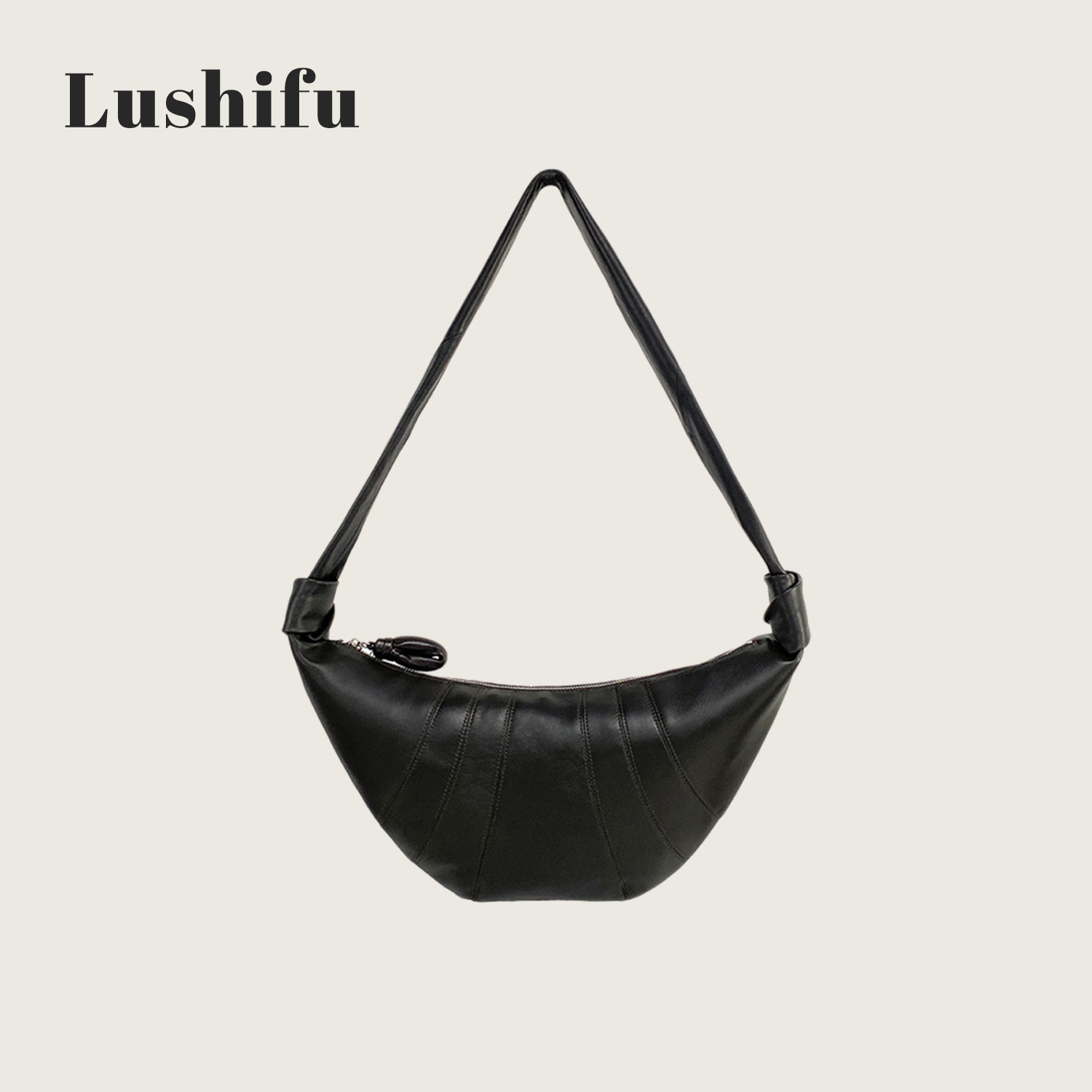 鹿师傅羊皮斜挎牛角包2025新款