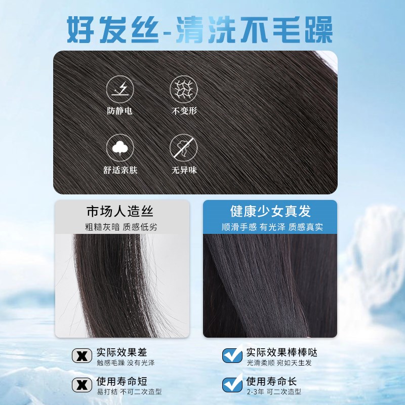 假发女全头套短发真发新款波波头全真人发自然整顶高端长发假发套