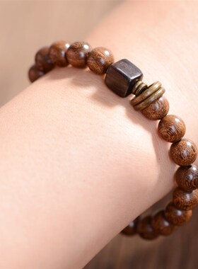包邮金丝檀木手串金丝楠木沉香乌木阴沉木佛珠女士情侣手链饰品8m