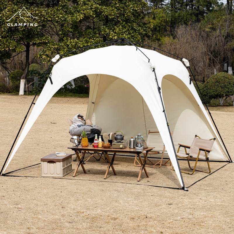 自动杆速开户外穹顶天幕帐篷黑胶防晒露营遮阳棚便携式防风防雨