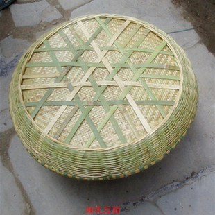 竹编簸箕家用晾晒圆形全竹子纯手工无孔有孔竹制品竹筛加固竹匾