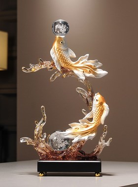 风生水起锦鲤摆件入户玄关壁龛年年有余酒柜装饰品乔迁新居礼物