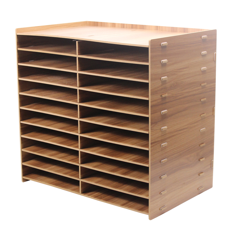 多层桌面文件架子20格A4纸办公学生书架座框木质收纳架盒置物架