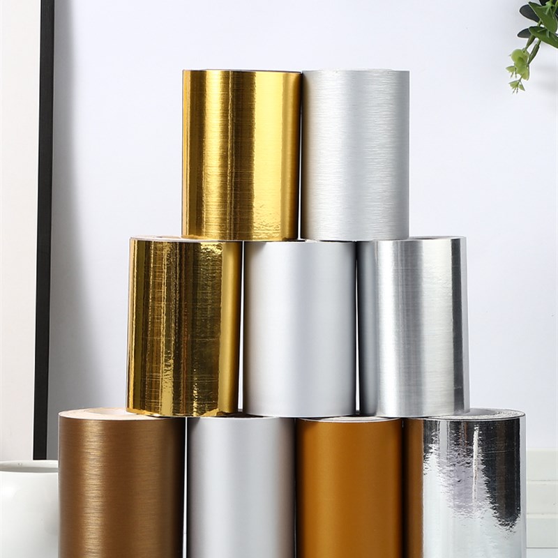 不锈钢贴纸金色银色亮光反光金箔银箔包边贴玻璃门框窗框自粘贴膜