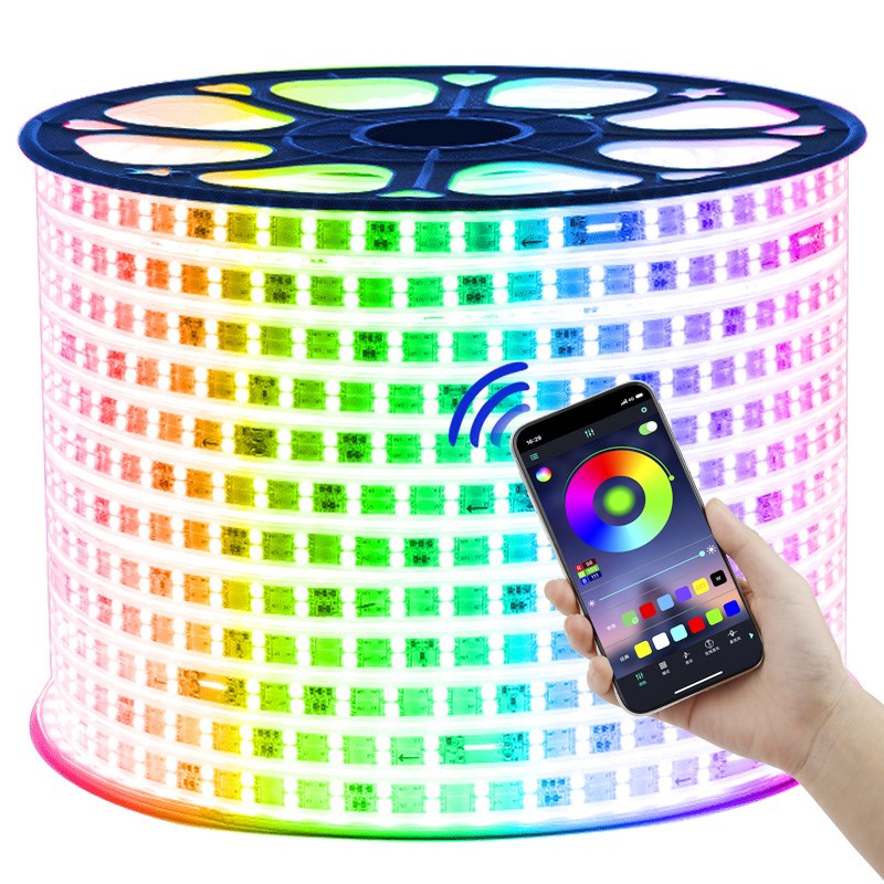 灯带led灯条变色七彩智能吊顶遥控软灯带三色防水客厅220v彩灯rgb